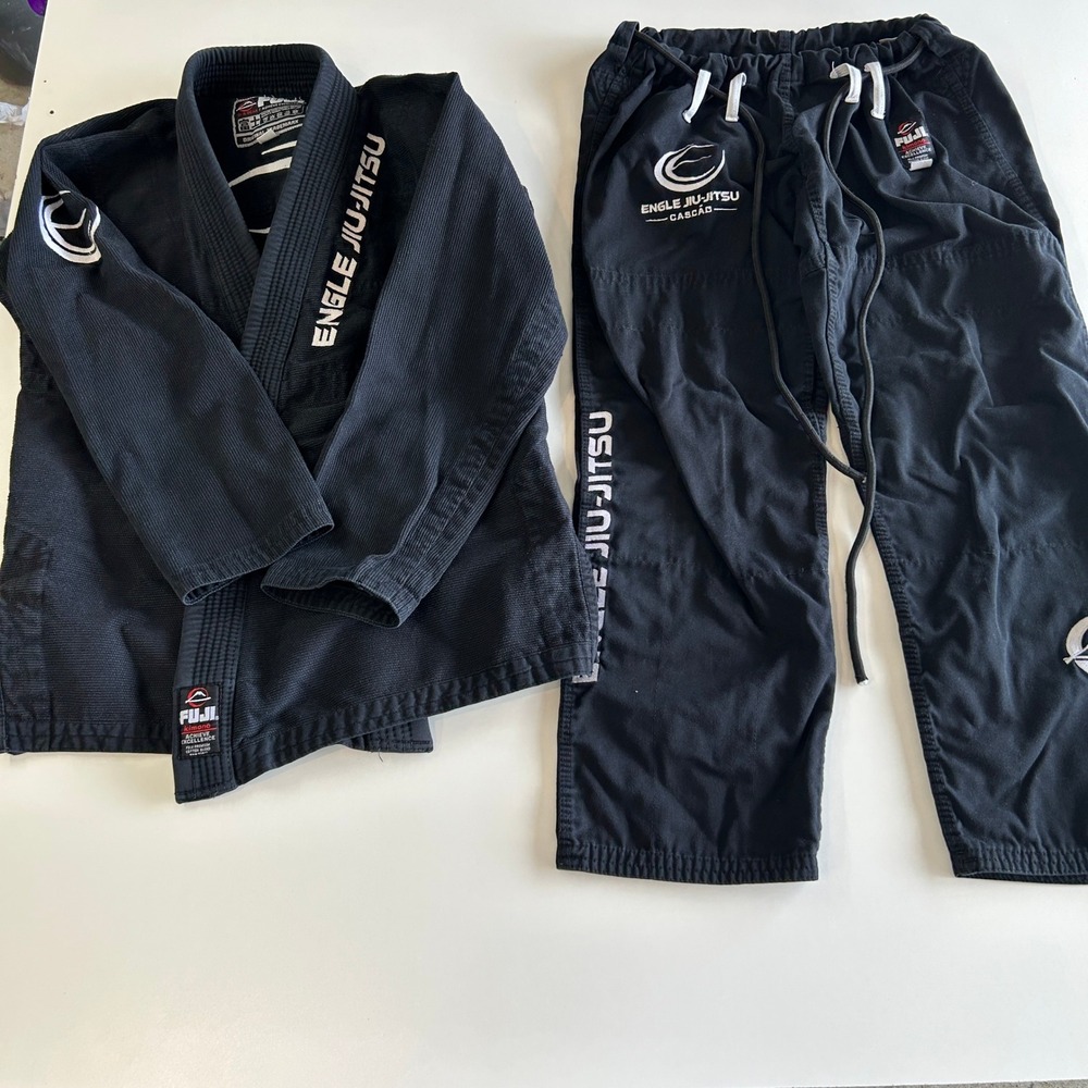 Fuji Kimono Engle Jiu-Jitsu Cascao BJJ Gi Set Black A1 Mens Brazilian Jiu Jitsu